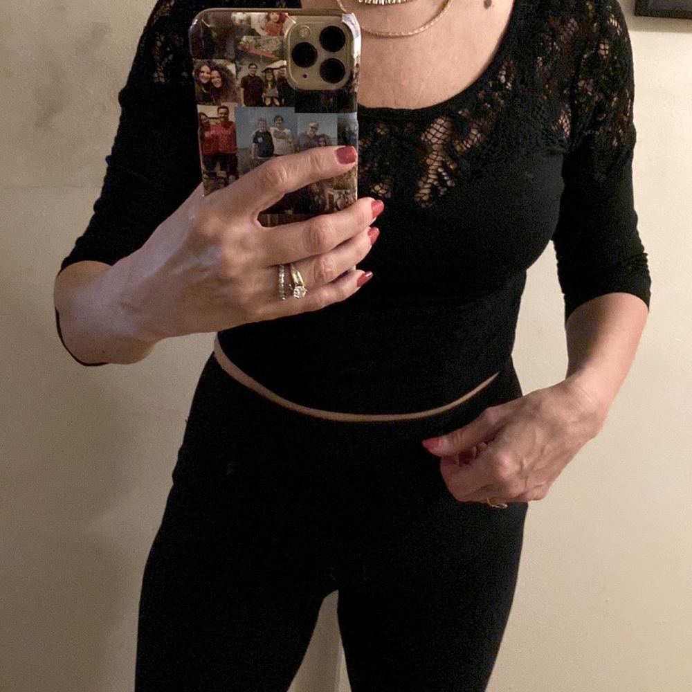 Black lace crop top